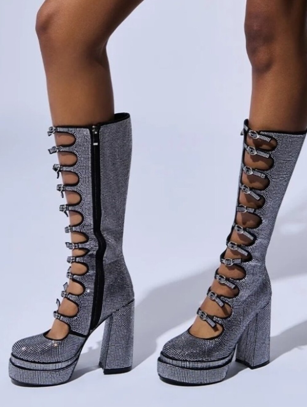 NIB AZALEA WANG RHINESTONE BUCKLE PLATFORMS